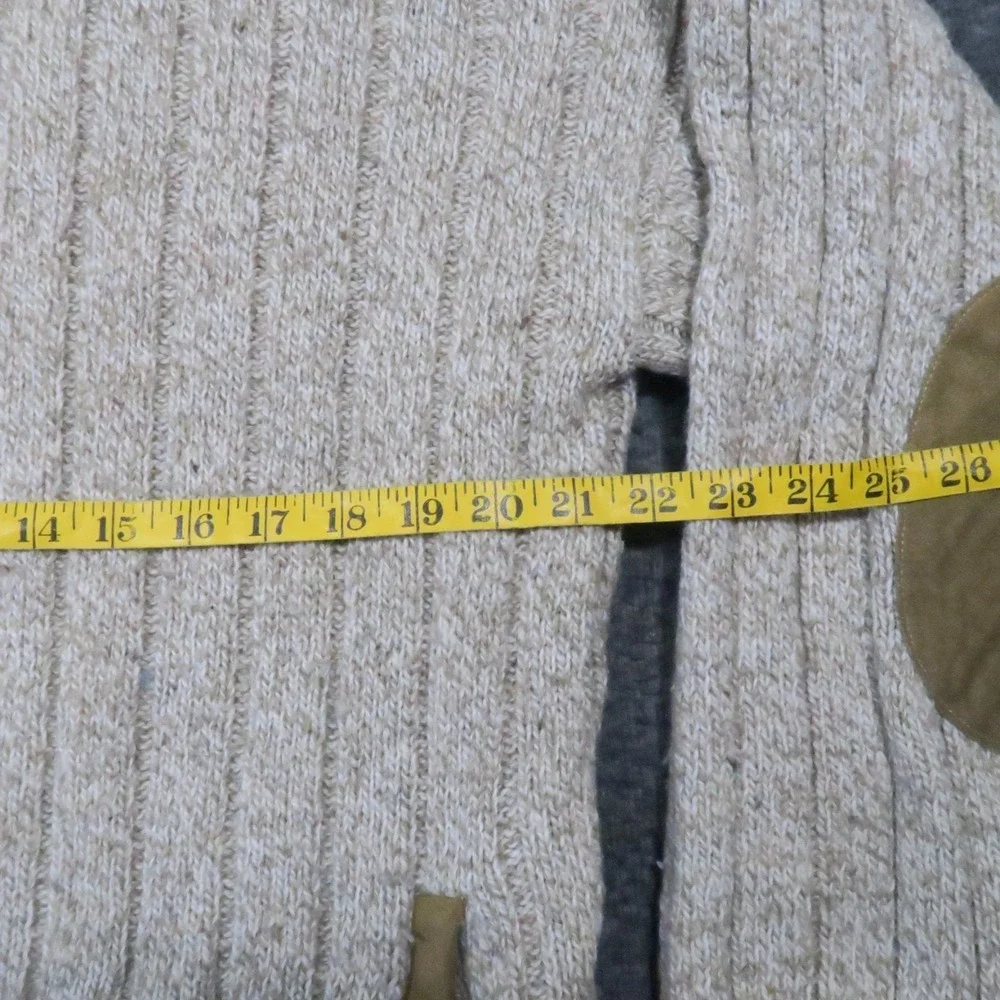 Northwest Passages Sweater Jacket M‎ Beige Elbow Patch Cabincore Vintage 90s